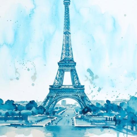 Blue Watercolor Painting - Image 2